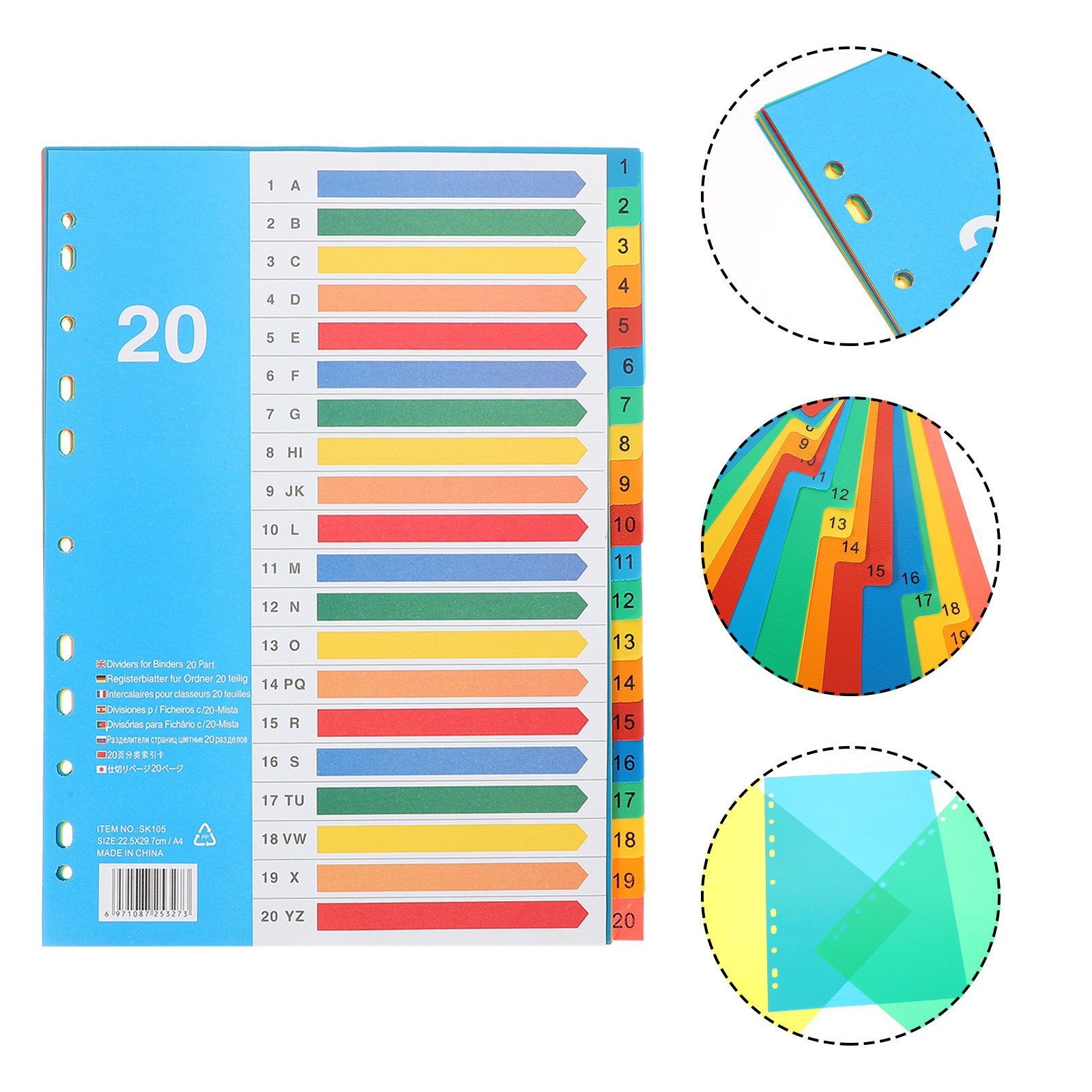 Tab Divider A4 - 5Pcs Binder Dividers Colored Plastic Tabs
